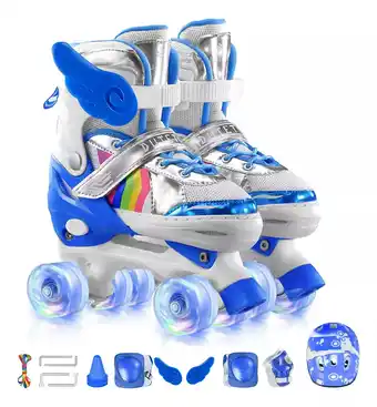 Mercado Libre Patines 4 Ruedas Talla Ajustable Niño Niña Luz Led + Regalo oferta