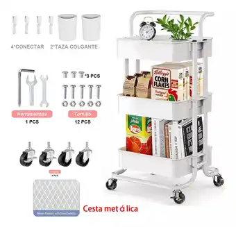 Mercado Libre Carrito Organizador Multiusos 3 Niveles Ruedas 360 De Metal oferta