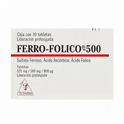 Farmacias YZA Ferro-Folico 500Mg 30 Tabs oferta