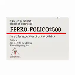 Farmacias YZA Ferro-Folico 500Mg 30 Tabs oferta