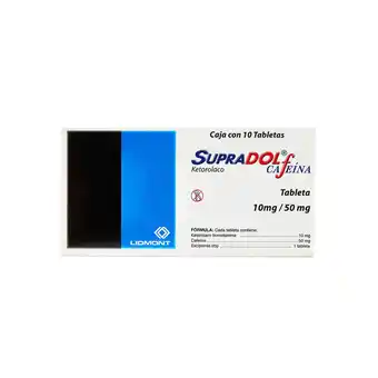 Farmacias YZA Supradol Cafeina 10Mg/50Mg 10 Tabs oferta