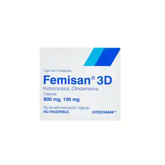 Farmacias YZA Femisan 3D Crema Vagi 800Mg/100Mg 3 Caps oferta