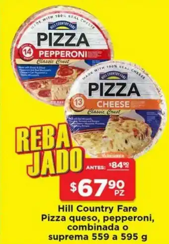 HEB Hill Country Fare Pizza Queso, Pepperoni, Combinado o Suprema 559g a 595g oferta