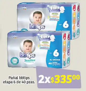 Soriana Híper Pañal bbtips Etapa 6 de 40 Pzas oferta