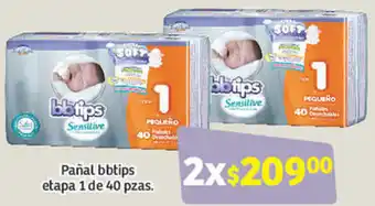 Soriana Híper Pañal bbtips Etapa 1 de 40 Pzas oferta