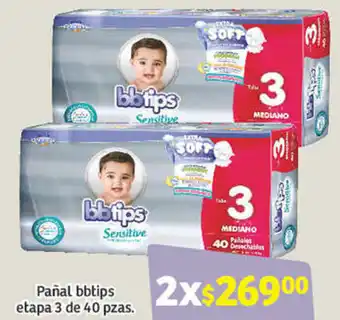 Soriana Híper Pañal bbtips Etapa 3 de 40 Pzas oferta