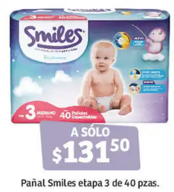 Soriana Híper Pañal Smiles Etapa 3 de 40 Pzas oferta