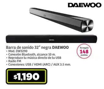 Soriana Híper Barra de sonido 32" negra DAEWOO oferta