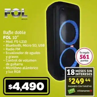 Soriana Híper Bafle doble FOL 10" oferta