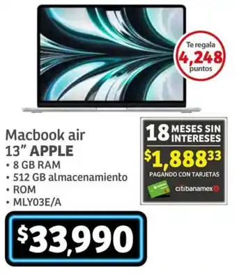 Soriana Híper Macbook air 13" APPLE oferta