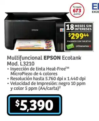 Soriana Híper Multifuncional EPSON Ecotank Mod. L3210 oferta