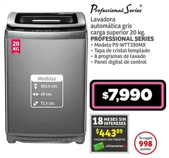 Soriana Híper Lavadora automática gris carga superior 20 kg. PROFESSIONAL SERIES oferta