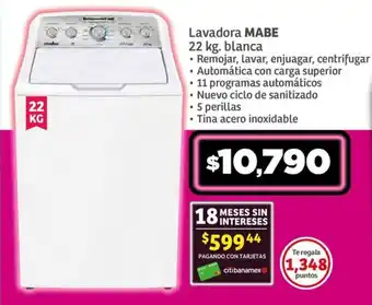 Soriana Híper Lavadora MABE 22 kg. blanca oferta