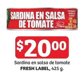 Soriana Híper Sardina en salsa de tomate FRESH LABEL, 425 g. oferta