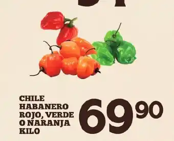 Chile Habanero Rojo, Verde o naranja kilo