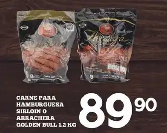 Alsuper Carner para Hamburguesa Sirloin o Arrachera Golden Bull 1.2kg oferta