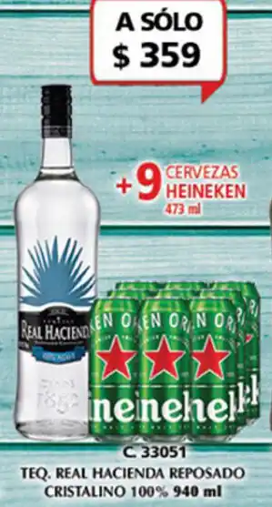 Bodegas Alianza Tequila Real Hacienda Reposado Cristalino 100% 940ml oferta