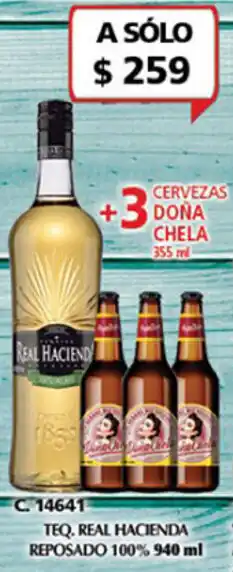 Bodegas Alianza Tequila Real Hacienda Reposado 100% 940ml oferta