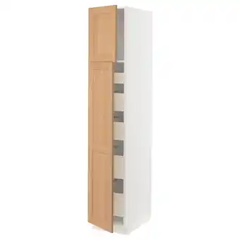 Sektion / maximera Gabinete alto 2 puertas 5 cajones, blanco/vedhamn roble, 38x61x203 cm