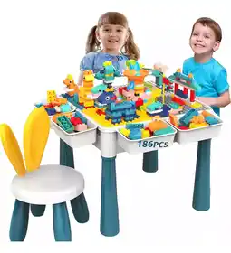 Mesa Didactica Con Juego De Bloques Para Niños Y Silla