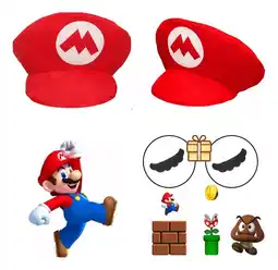 Mercado Libre Gorro Super Mario Bros,mario Y Luigi+bigote 4piezas oferta