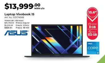 Office Depot ASUS Laptop Vivobook 15 oferta