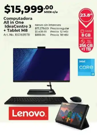 Office Depot Lenovo Computadora All in One IdeaCentre 3 + Tablet M8 oferta