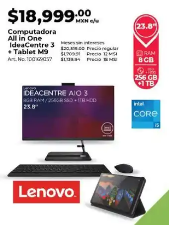 Office Depot Lenovo Computadora All in One IdeaCentre 3 + Tablet M9 oferta