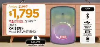 Chedraui Bafle KAISER Mod. KSW4115MX oferta