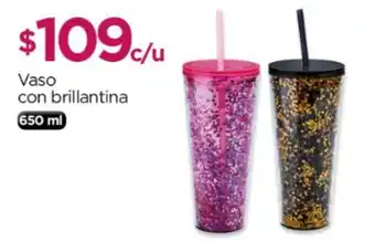 Chedraui Vaso con brillantina 650 ml oferta