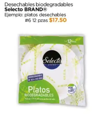 Desechables biodegradables Selecto BRAND Ejemplo: platos desechables # 6 12 pzas