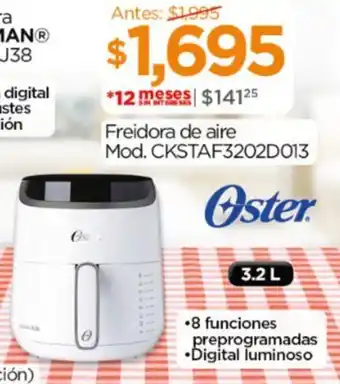 Chedraui Oster Freidora de aire Mod. CKSTAF3202D013 oferta