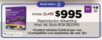 Chedraui Reproductor streaming Mod. 4K Stick ROK3820MX oferta