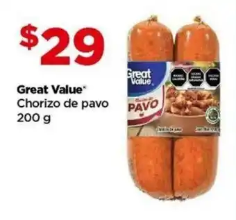 Bodega Aurrerá Great Value Chorizo de pavo 200 g oferta
