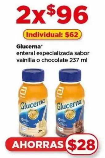 Bodega Aurrerá Glucerna enteral especializada sabor vainilla o chocolate 237 ml x 2 oferta