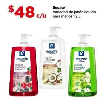 Bodega Aurrerá Equate Variedad de jabón líquido c/u para manos 1.2 L oferta