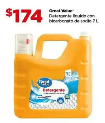 Bodega Aurrerá Great Value Detergente líquido con bicarbonato de sodio 7L oferta
