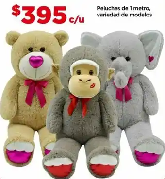 Bodega Aurrerá Peluches de 1 metro, variedad de modelos oferta