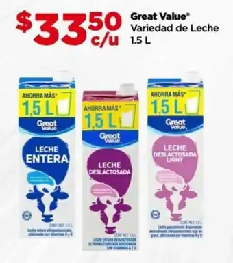 Bodega Aurrerá Great Value Variedad de Leche 1.5L oferta