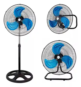 2 Ventiladores 3en1 Techo Piso Pared Giratorio Ajustable Cantidad De Aspas 3 Color De La Estructura Negro Y Cromo Color De La