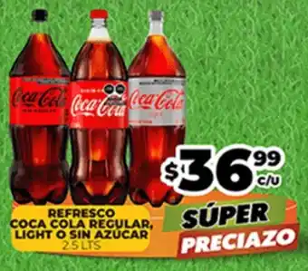 Merco REFRESCO COCA COLA REGULAR, LIGHT O SIN AZÚCAR 2.5 LTS oferta