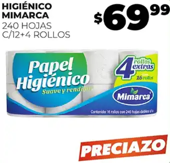 Merco HIGIÉNICO MIMARCA 240 HOJAS C/12+4 ROLLOS oferta
