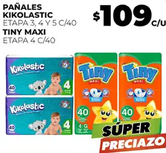 Merco PAÑALES KIKOLASTIC ETAPA 3, 4 Y 5 C/40 TINY MAXI ETAPA 4 C/40 oferta