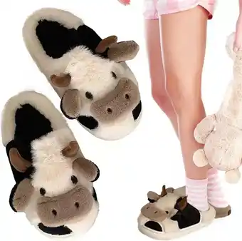 Mercado Libre Pantuflas Dama De Vaca Difusas Pantuflas De Algodón Caliente oferta