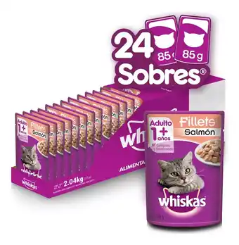 Mercado Libre 24 Sobres Alimento Húmedo Whiskas Fillets De Salmón 85gr C/u oferta