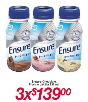 Ensure Chocolate, Fresa o Vainilla 237 ml. x 3