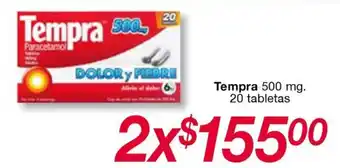 Soriana Híper Tempra 500 mg. 20 tabletas x 2 oferta