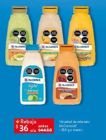 Walmart Variedad de aderezos McCormick 358 g o menos oferta