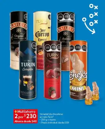 Walmart Variedad de chocolates en tubo Turin 200 g o menos oferta