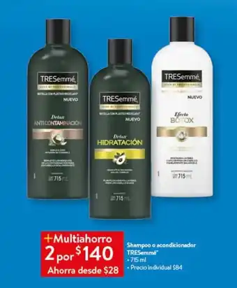 Walmart Shampoo o acondicionador TRESemmé 715 ml 2 por oferta